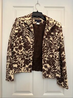 Brown & Cream Floral Blazer Jacket